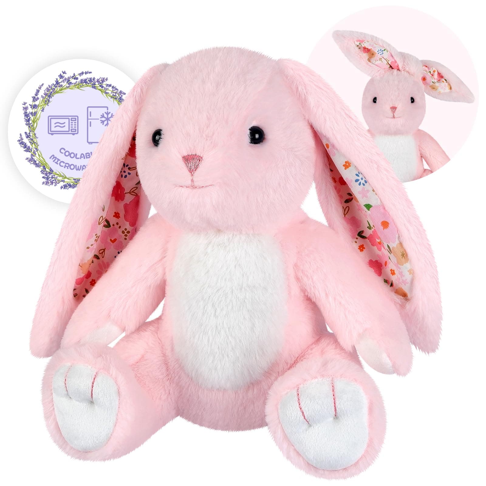 Heatable & Coolable Bunny Stuffed Animal, Microwavable Heating Pad Stuffed Animal for Soothing & Relaxation, Lavender Scented Bunny Plush Toy, Easter Rabbit Gifts for Kids