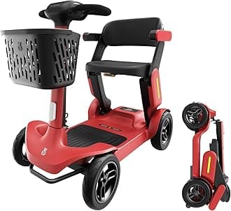 Folding Mobility Scooter for Adults & Seniors, Lightweight Electric Mobility Scooter S3, 25 Miles Range, PAi Safety System, Airplane Approved, 6 MPH, 265 lbs Capacity, Slope Safety