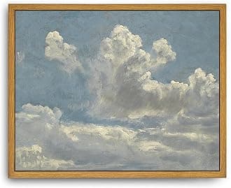 Roslynity Framed Canvas Wall Art Vintage Print Oil Paintings Cloud Study Landscape Nature Farmhouse Aesthetic Antique Retro Artwork for Home Living Room Bathroom Bedroom Wall Decor (8"x10")