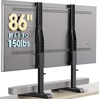 Table Top TV Stand with Height Adjustable TV Legs Replacement for Most 37-86 Inch Flat Curved TVs,Steel TV Base Feet Holds up to 150 lbs with Cable Management, Max VESA 800x600mm Black