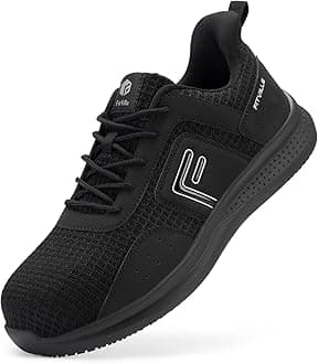 FitVilleWide Fit Safety Trainers for Men Lightweight Composite Toe Work Shoes Non Slip Industrial Construction Warehouse Shoe