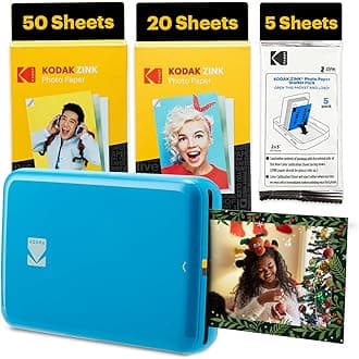 Step Instant Smartphone Photo Printer - 75 Sheets Bundle - Portable Mini Color Wireless Mobile Printer - Zink 2x3” Sticky-Back Photos - Bluetooth Compatible with Smart Devices - Fun App -Blue