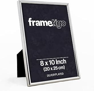 Silver Plated Thin Edge Photo Frame, 8"x10" (20x25cm) Photo Size - Velvet Frame Backing & Stand - Real Glass Window - Tarnish-Resistant - Landscape or Portrait Orientation