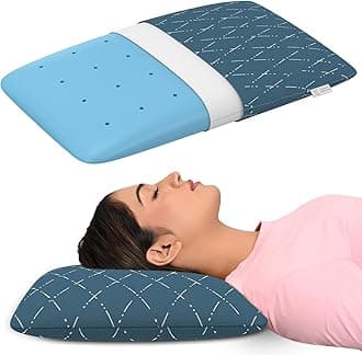 - MY ARMOR Cool Gel Memory Foam Pillow for Neck Pain & Shoulder Pain, Orthopedic Pillow for Sleeping, Thin Size - 4 Inch, Washable Blue Checks Cover - Pack of 1