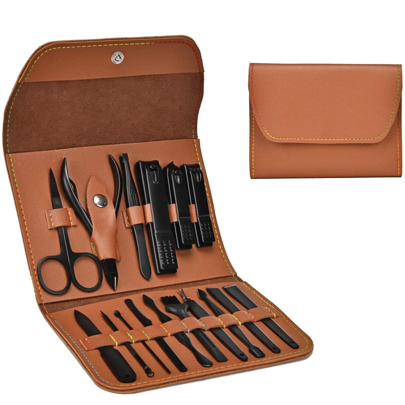 16pcs Manicure Set with PU Leather Case Personal Care Tool Gift for Men/Women Birthday Christmas Anniversary Wedding Socks