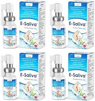 E-Saliva Dry Mouth Spray - Instant Dry Mouth Relief & Long-Lasting Hydration - Hydrating Formula with Long-Lasting Effect - Oral Hydration and Comfort for Dry Mouth - Natural Flavour 15ml (Pack of 4)