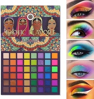 EXOTIC FLAVORS Neon Eyeshadow Makeup Palette - 48 Colorful High Pigmented - Rainbow Matte Shimmer Glitter Eye Shadow Make Up Pallet Gift Set