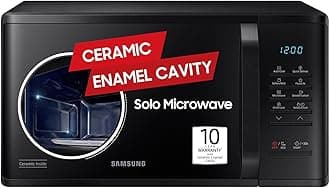 - Samsung 23 L Solo Microwave Oven (MS23A3513AK/TL, Black, Auto Cook Programs, Child Safety Lock, Memory Feature, Deodorization, Ceramic Enamel Cavity with 10 year warranty)