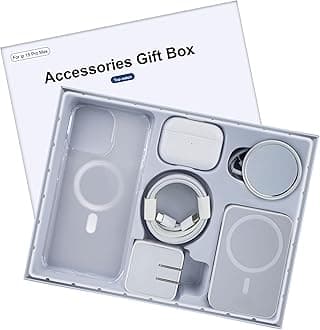 6 Pack Accessories Gift Box Kit Includes Bluetooth Headphones, PD Fast Charger with Cable, Crystal Clear Magnetic Case, Magnetic Charger & Wireless Compatible for iPhone 15 Pro Max 6.7"