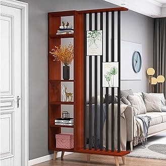 Floor-to-ceiling Privacy Room Divider Screen Partition Storage Cabinet - Modern Wall-mounted Entryway Display Rack