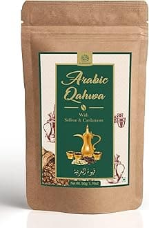 AL MASNOON Arabic Qahwa/Arabic Coffee Rich With Cardamom & Saffron 50G (Pack Of 1)