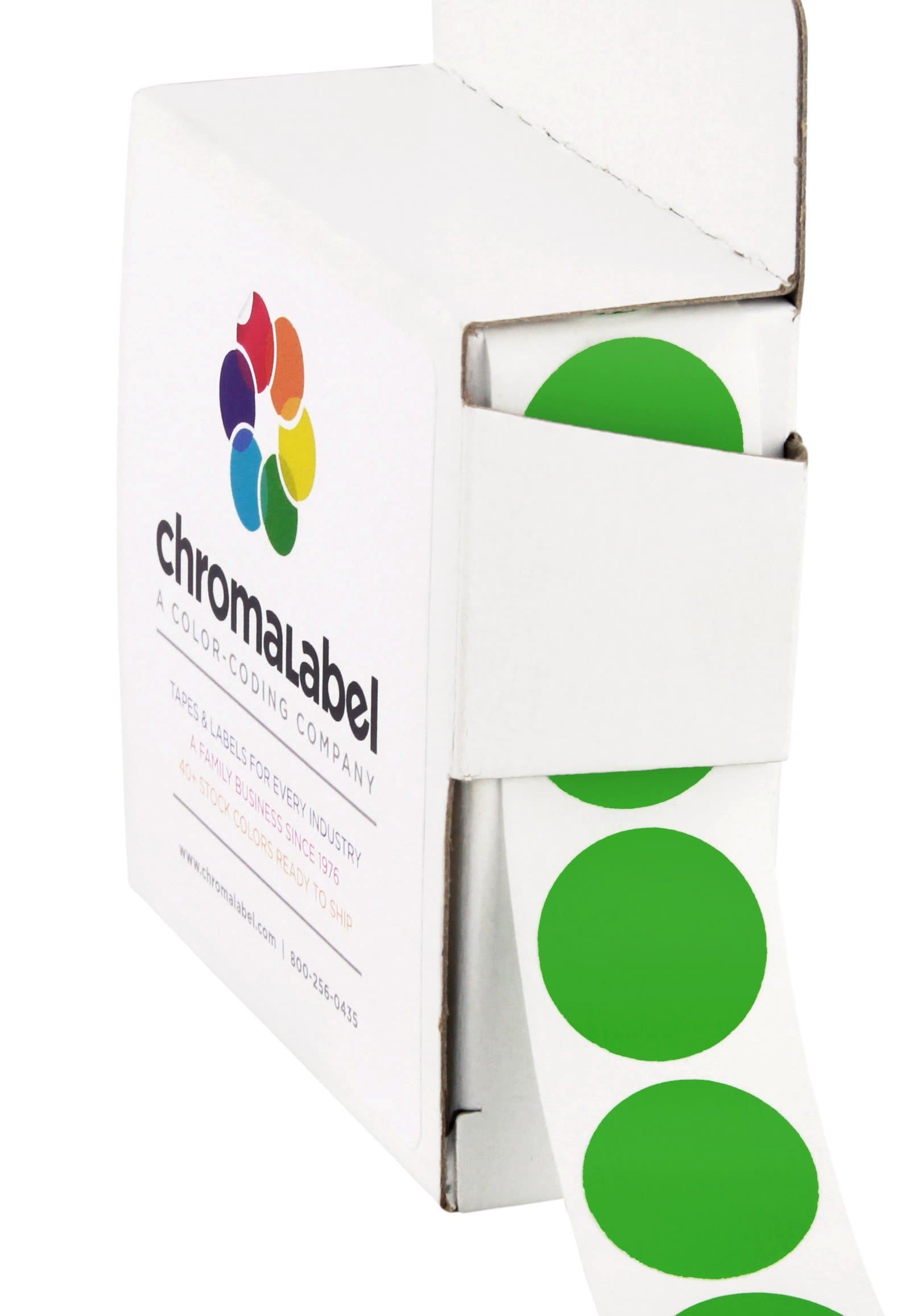 ChromaLabelRemovable adhesive dots for labelling - coloured - 1.9 cm (3/4 inch) - 1000 pieces per dispenser box - green