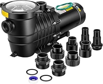 VIVOHOME 1.5 HP 6500 GPH Powerful Copper Motor Dual Voltage Self Primming in/Above Ground Swimming Pool Pump w1.25'' & 1.5" & 2.0'' Unions Energy Saving w/Strainer Basket