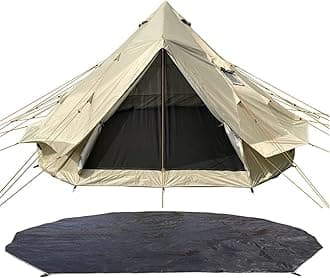 DANCHEL OUTDOOR B2 Portable Yurt with Stove Jack for Winter Camping, 4 Season Bell Tent Large Hot Tent 4/6 Person Family Camping Glamping Party 300D Oxford Khaki, 13ft/16.4ft