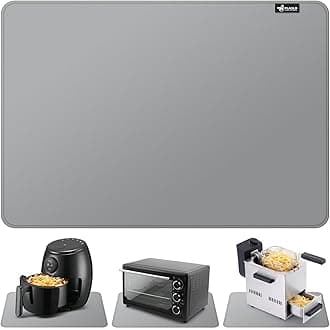 FLASLD Heat Resistant Mat for Air Fryer Site on, Fireproof Silicone Mats for Kitchen Counter, Countertop Protector, No-slip and Waterproof (Gray, 12"X18")
