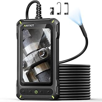 Industrial Endoscope Camera with 4.3'' LCD Screen, Anykit 6mm Borescope Inspection Camera, Scope Camera with 6 Adustable Lights, IP67 Waterproof Sewer Camera,10FT Semi-Rigid Cable