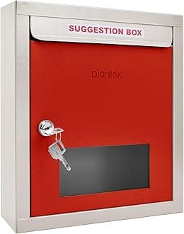 - All in 1 Multipurpose Letter Box/Suggestion Box/Complaint Box/Donation Box with Lock Table Top or Wall Mount (Red & Ivory)
