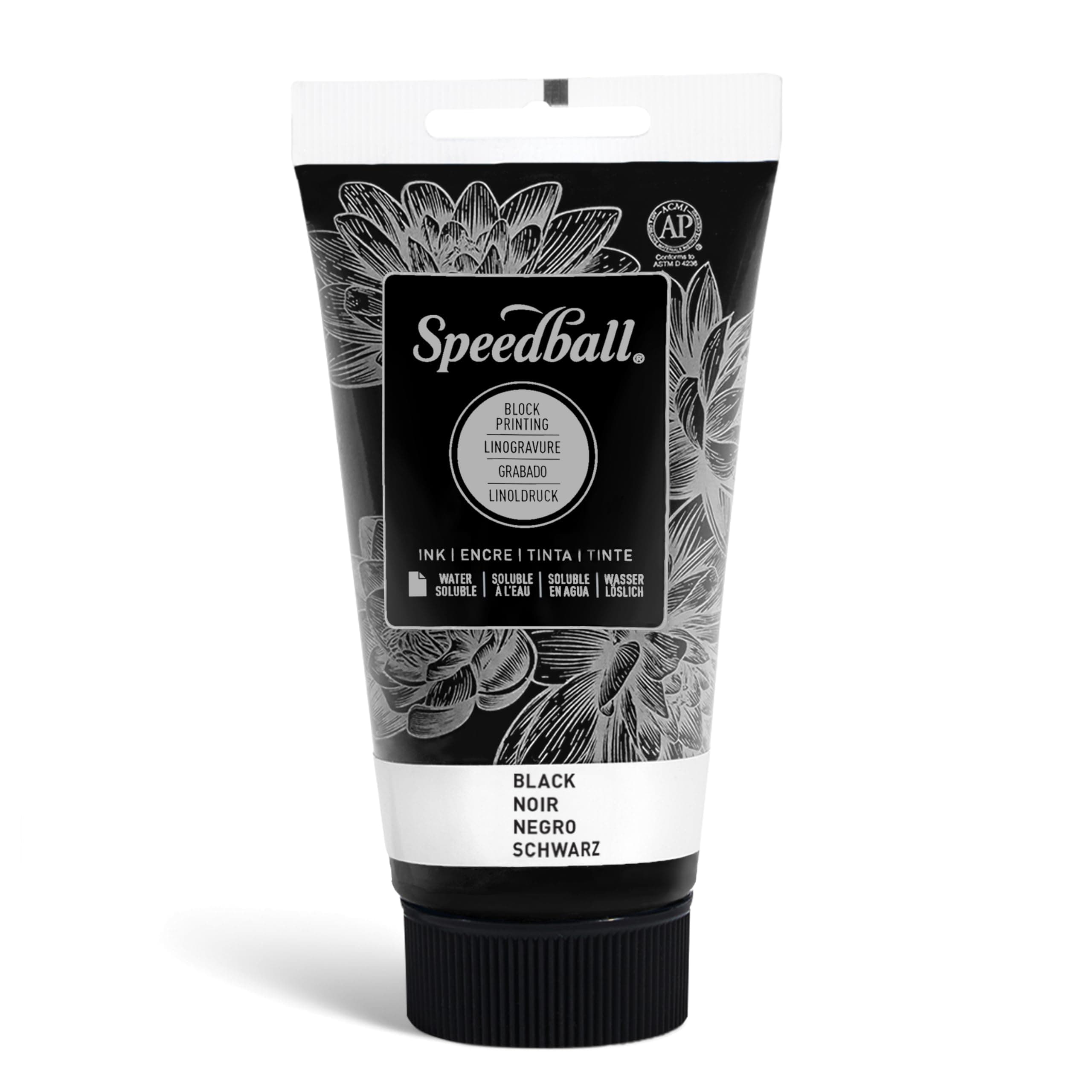 Speedball 75ml 2.5oz Water-Soluble Block Ink Black, For Block Printing, Lino Printing, Screen Printing, For Artists Kit