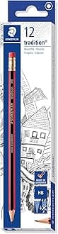 STAEDTLER 112-HB Tradition Graphite Pencil for Drawing & Sketching - HB, Eraser-Tip (Box of 12)