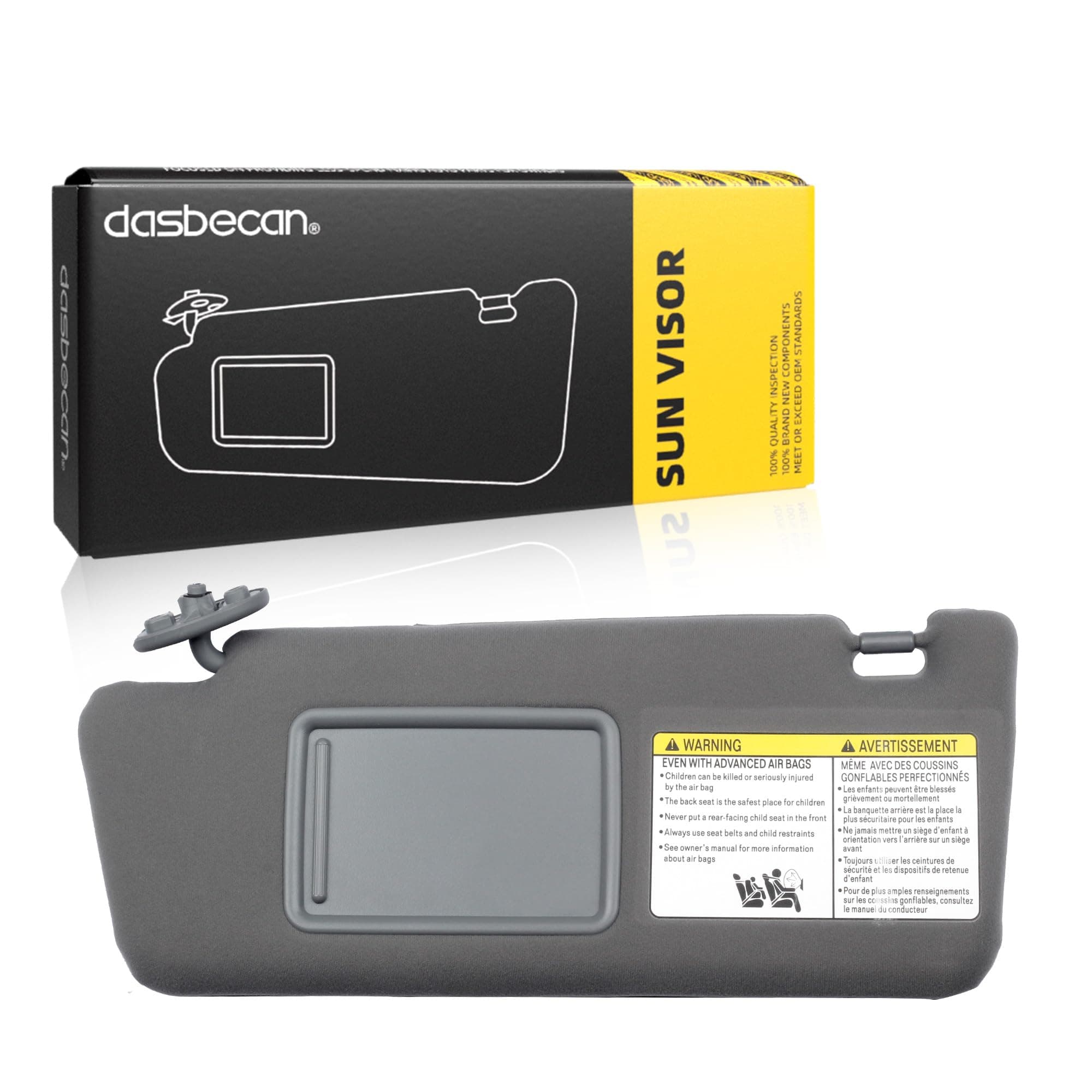 Dasbecan Left Driver Side Sun Visor Compatible with Toyota Tacoma 2005-2012 2013 2014 2015 74320-04181-B1 Gray Without Light