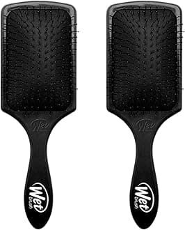 Paddle Detangler Hair Brush, Black, Ultra-Soft IntelliFlex Bristles with AquaVent Design, Great For Treatment & Mask Application, Women, Men, Wet, Dry and Damaged Hair, (Pack of 2)
