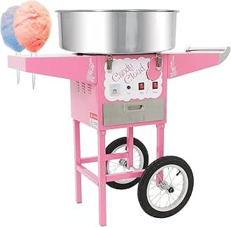 Funtime FT1000CCK-P Candy Cloud Cotton Candy Machine with Mobile Wheeled Cart, Pink