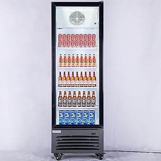 Commercial Beverage Refrigerator Display Fridge,Slim Single Glass Door Merchandiser Drink Cooler with LED Light Adjustable Shelves,ETL and NSF Approval,15 Cu Ft