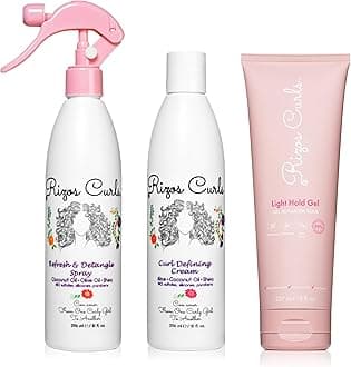 Styling Starter Kit, Refresh and Detangle Spray & Curl Defining Cream & Light Hold Gel Bundle, Enhance & Define Curls, Add Volume & Hold, Frizz Control & Shine