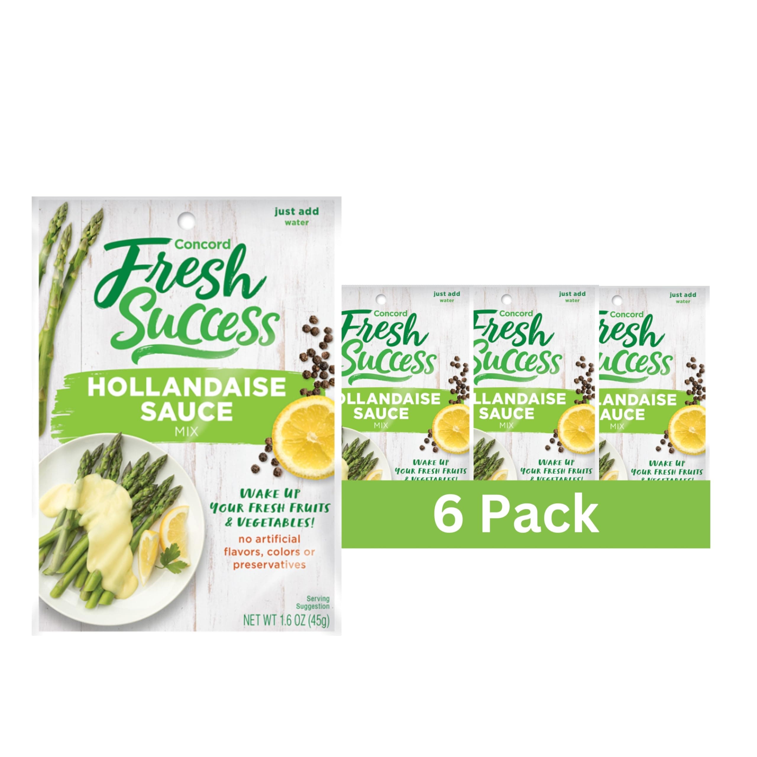 Concord Foods Hollandaise Sauce Mix: Indulgent Lemon & Butter Infusion for Gourmet Dining - Elevate Your Meals with Creamy Richness & Zesty Citrus! 1.6 Ounce (Pack of 6)