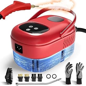 Steam Cleaner 2500W, Multipurpose Steamr for Cleaning, Handheld Steam Cleaner with Brushes, 15s Fast Heating Pressurized Steamer for Home Use, Portable Steamer for Car, Kitchen, Grout, Tile (Red)