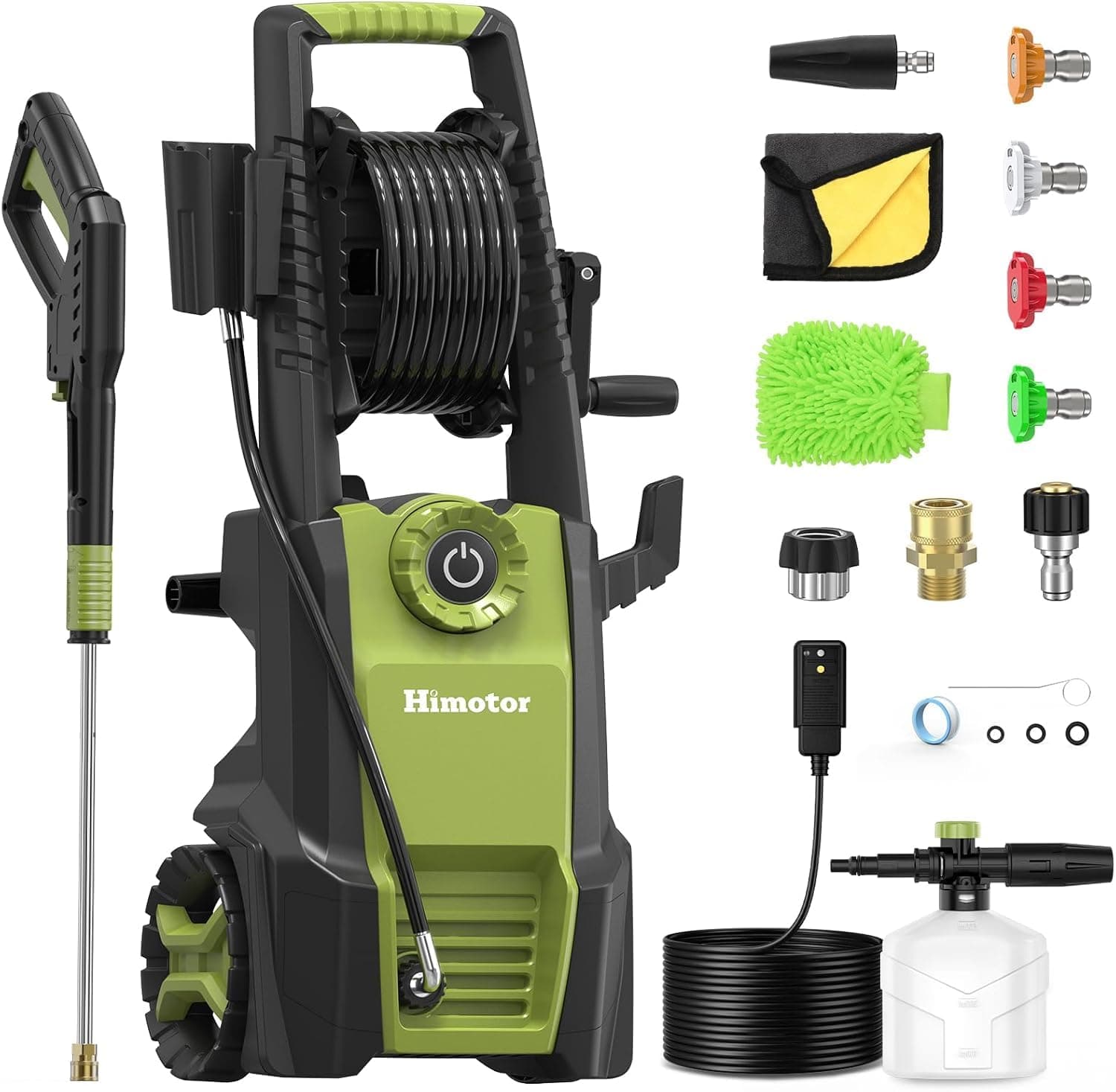 Pressure Washer with Adjustable PSI Switch, 4500PSI Max 3.0 GPM Electric Power Washer with 5 Nozzles & 500ml Foam Cannon, Portable High Pressure Washer for Cars, Fences, Patios and Driveway Cleaning
