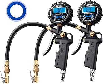 Digital Tire Pressure Gauge with Inflator, 3-250 PSI Air Chuck & Compressor Accessories Heavy Duty with Quick Connect Coupler, 0.1 Display Resolution, 1pack