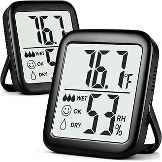 Antonki 2 Pack Room Thermometer for Home, Indoor Hygrometer Humidity Meter Gauge, Digital Temperature and Humidity Sensor Monitor for House, Terrarium, Incubator, Greenhouse - Battery Included