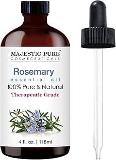 Majestic Pure Rosemary Essential Oil with Glass Dropper - Huge 4 Fl Oz - 100% Pure and Natural Rosemary Oil - Therapeutic Grade Essential Oils for Diffuser, Aromatherapy, Soap and Candle Making