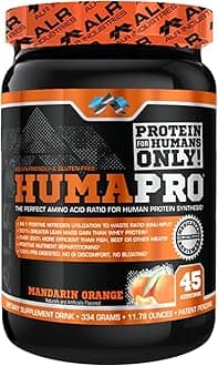Humapro | Amino Acids Protein Matrix for Humans | 99% Utilization for Lean Muscle | Vegan, Gluten Free | 334g / 45 Servings (Mandarin Orange)