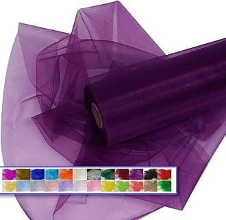- Purple Organza Tulle Fabric Rolls, Crystal Organza 12" by 50 Yards (150 ft) Sheer Nylon Silky Shiny Netting Spool Bolt for DIY Craft Table Runner Wedding Baby Shower Party Decor (Purple)
