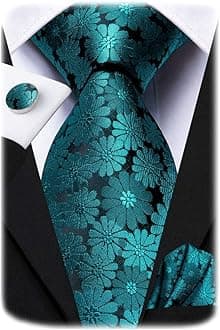 Hi-TieClassic Blue Woven Silk Tie Necktie Set Wedding Tie For Men