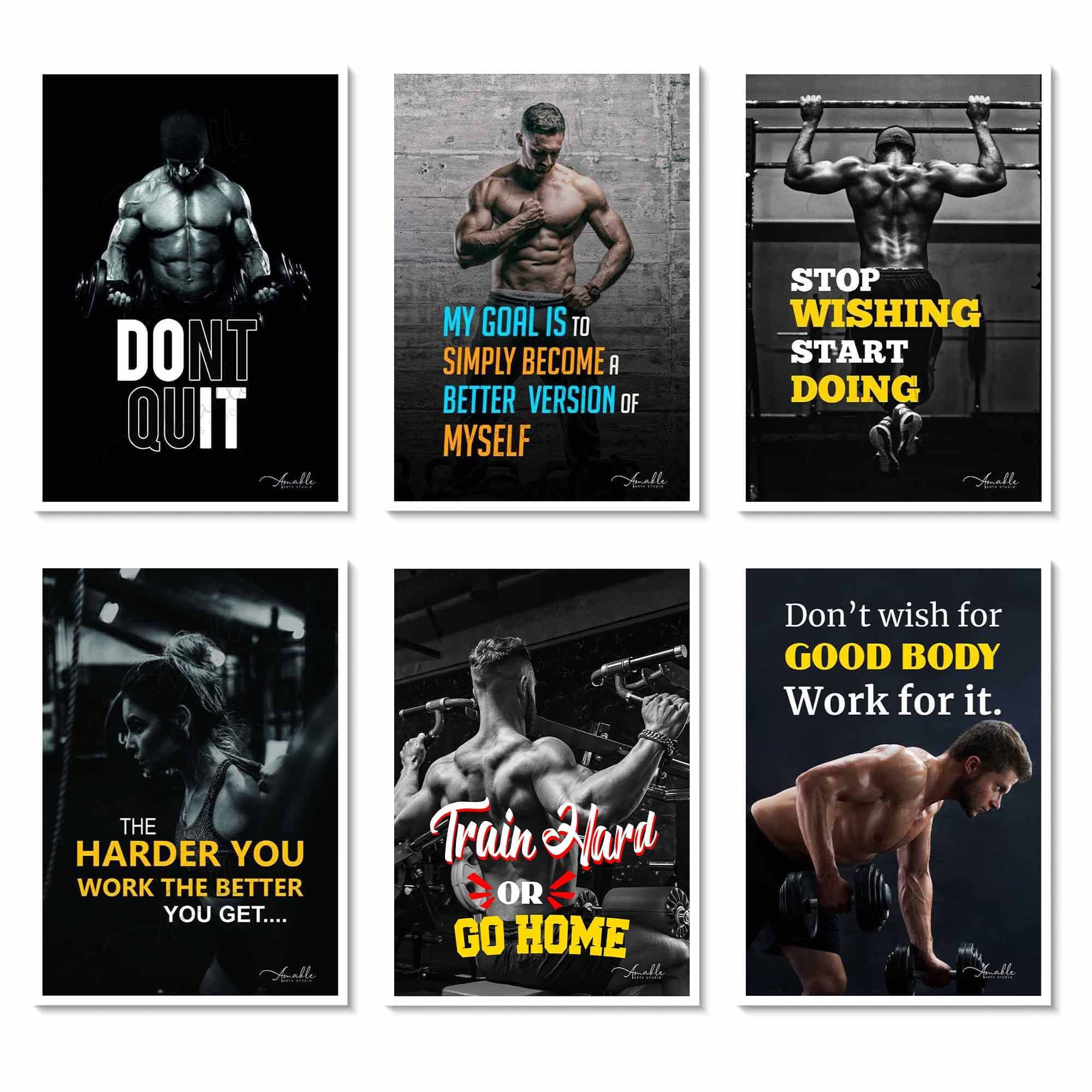 - Amable Arts Poster Pack | Bodybuilder Motivational Quotes Wall Posters | Workout And Bodybuilding Motivational Posters For Gym, Home, Room Wall Decor (Pack of6 Posters) 13X19 Inch, Multicolor