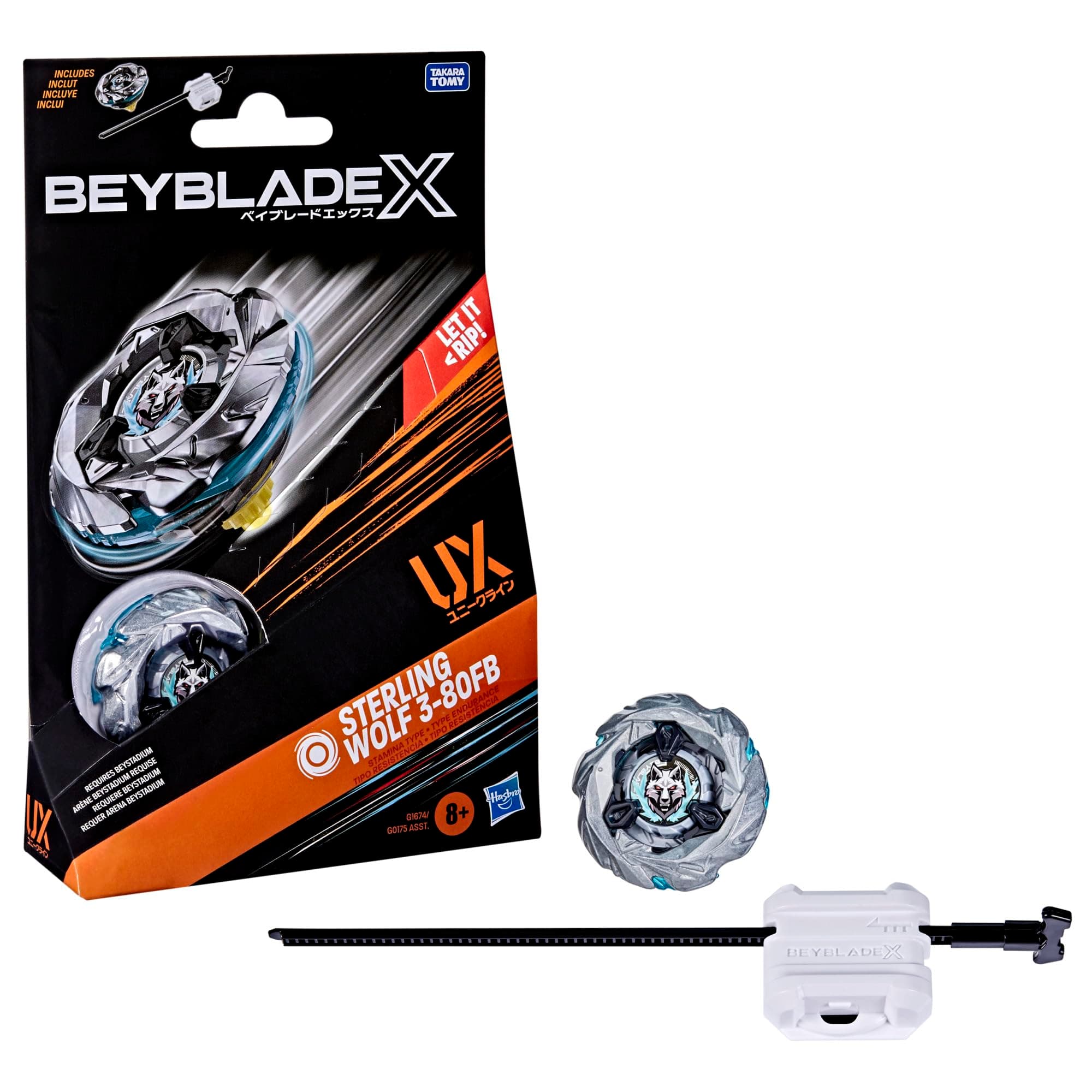 Hasbro Beyblade X Sterling Wolf 3-80FB UX Starter Pack Spinning Top and Starter Pack