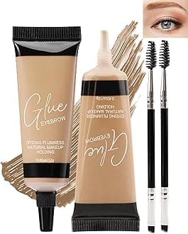 Tinted Eyebrow Gel Kit-2PCS Blonde Thickening Brow gel para cejas,Brow Fillers,Fast Definitio Brow Glue,Natural Long Lasting Waterproof Eyebrow Makeup Gift for Women with 2 Eyebrow Brushes-Set 01