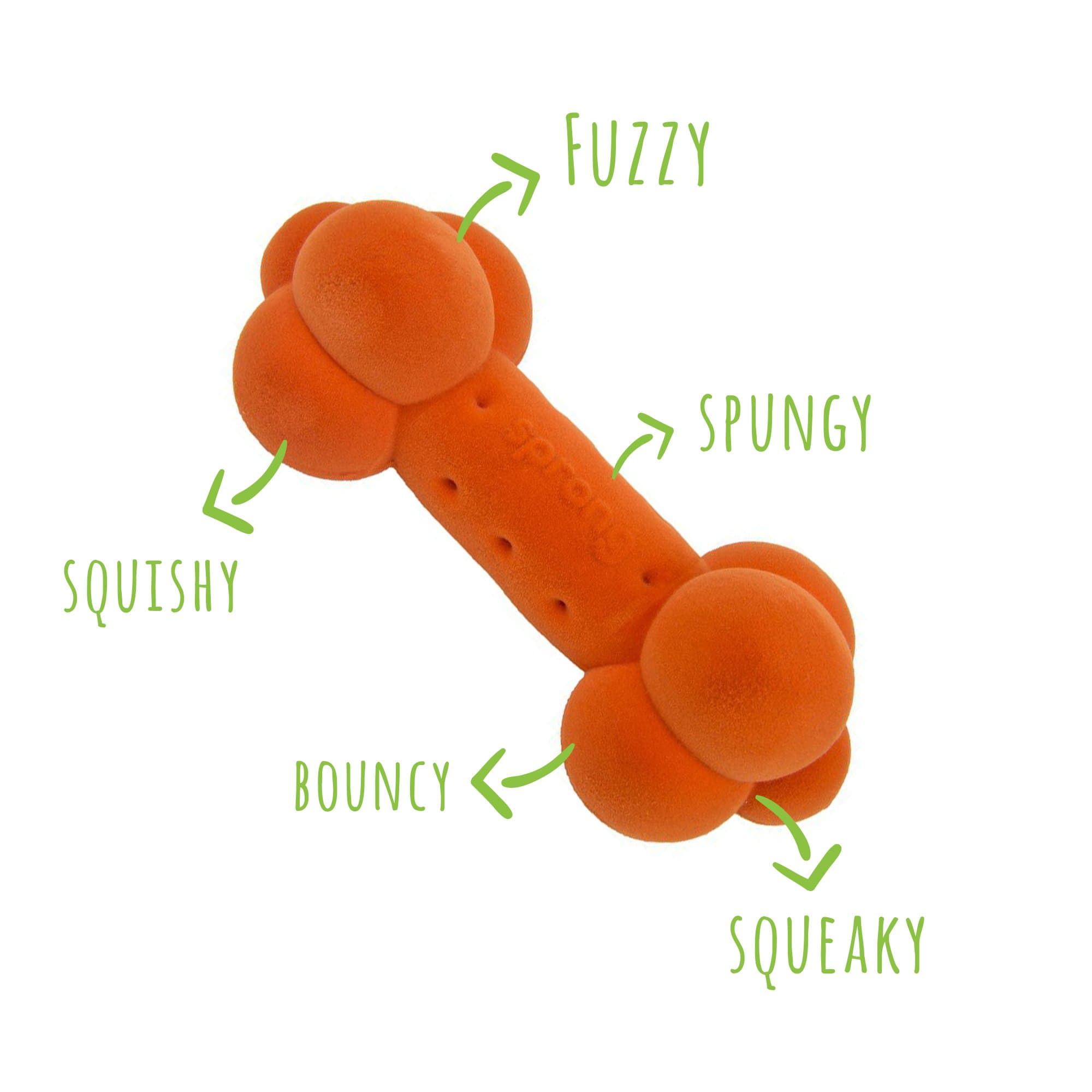 Sprong Dog Chew and Squeak Toys - Bumpy Bone - Assorted Colors