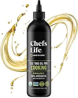 Chefs Life Organic Avocado Oil - Organic Avocado Oil For Cooking, Avocado Oil Organic for Dressing, Dipping, Drizzle, 100% Pure, Single Origin, Non GMO - 16.9 Fl Oz Squeezable Bottle (1 Pack)