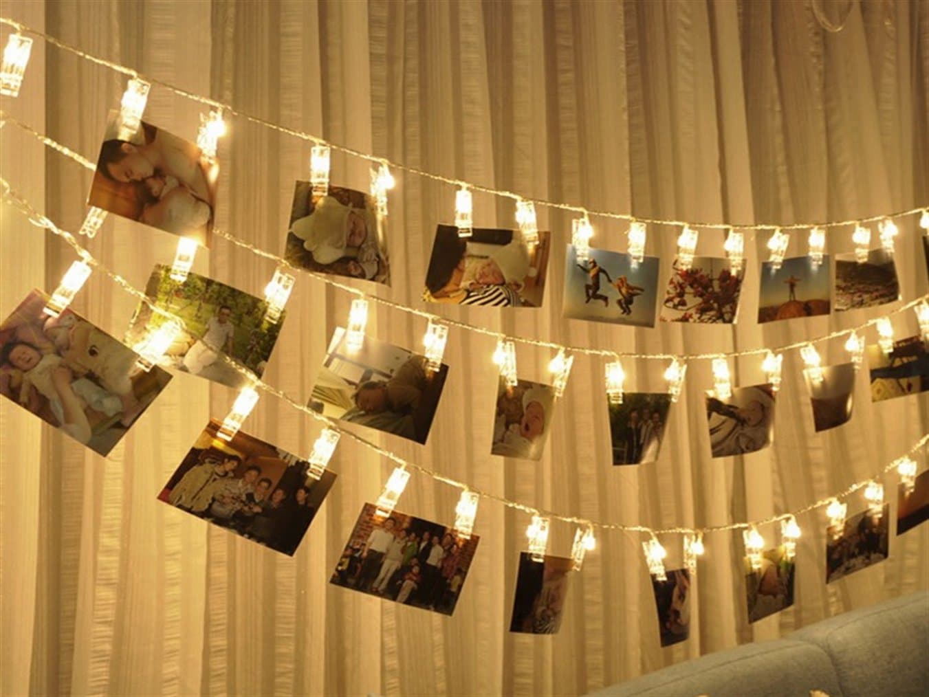 DPWELL20 LED Photo Clip String Lights,3M/10.5Ft Battery Powered LED Picture Lights for Decoration Hanging Photo, Notes, Artwork