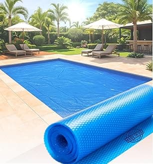 SunHeater Pool Solar Blanket - Heavy Duty Rectangular Thermal Cover with Bubbles - Heat Transfer Solar Pool Heater for In-Ground Swimming Pools - Durable 12 Mil Thick Polyethylene - 15' x 30' Feet