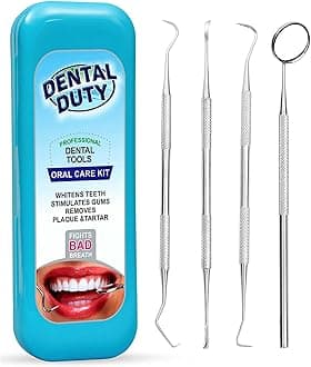Dental Duty Dental Tools, Dental Pick for Teeth Cleaning Tools – Plaque Remover for Teeth with Teeth Cleaning Kit - Stainless Steel Dental Mirror for Teeth, Scraper and Scaler, (Aqua)