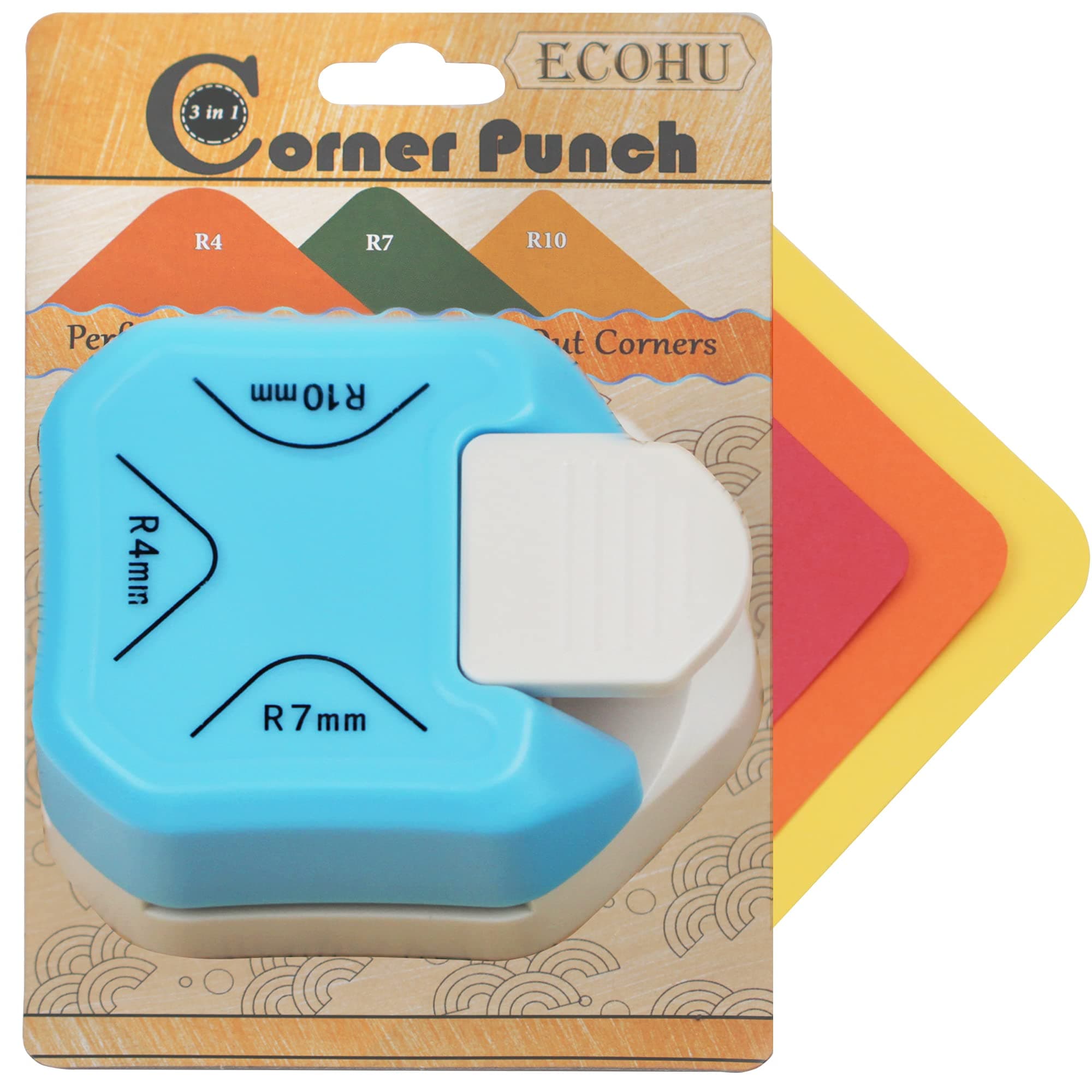 - Round Corner Puncher 3 in 1-3 Way Corner Cutter for Paper Craft (R4mm+R7mm+R10mm) for Cutting Different Corners, DIY Projects, Card Making & Scrapbooking