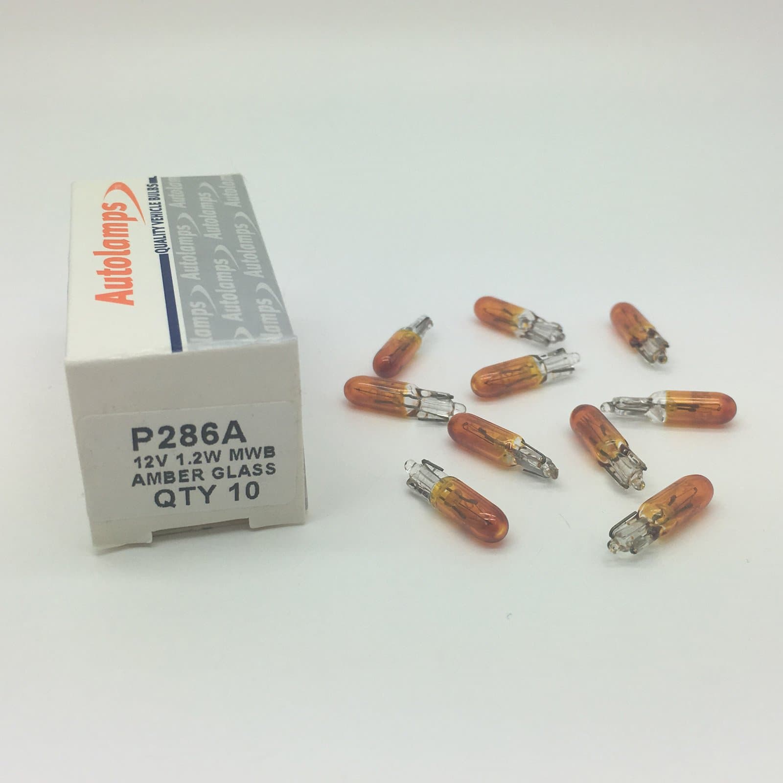 10 x 286 Amber Car Dashboard Instrument Panel Bulb 286A T5 12v 1.2w W2x4.6Dd