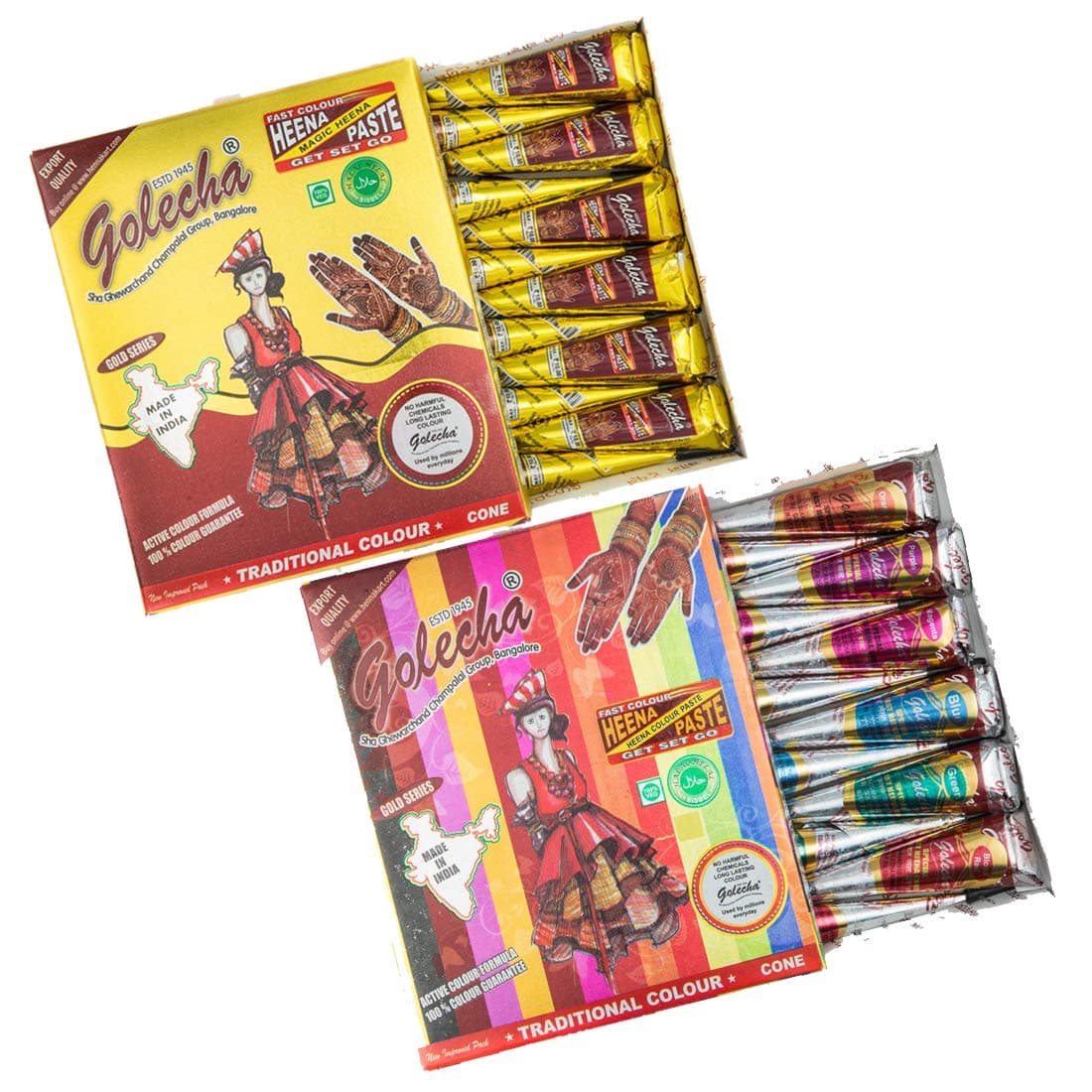 Fast Henna Cones & Golecha Multi Colored Henna Cones