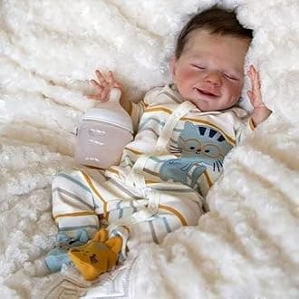 Reborn Baby Doll Boy, Realistic Newborn Baby Doll Vinyl Silicone Full Body, 18 Inch Lifelike Sleeping Doll,Real Life Baby Dolls Gift for Kids Age 3