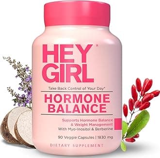 Hey Girl Hormone Balance for Women – 13-in-1 Menopause, PMS & Cycle Support – Mood & Hot Flash Support – w Myo-Inositol, Berberine, Maca Root, Black Cohosh, DIM, Dong Quai